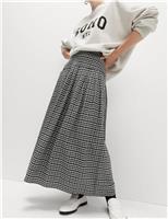 Checked Pleated Midaxi A-Line Skirt