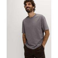 M&S Relaxed Fit Cotton Blend Ultimate Performance T-Shirt Mid Grey