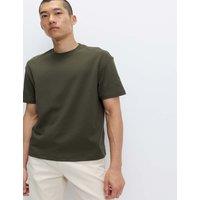 M&S Relaxed Fit Cotton Blend Ultimate Performance T-Shirt Dark Khaki