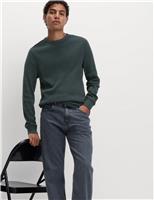 M&S Pure Cotton 2-Tone Waffle Sweatshirt Cedar