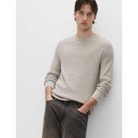 M&S Pure Cotton 2-Tone Waffle Sweatshirt Natural Beige