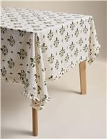 Cotton Rich Christmas Block Print Tablecloth