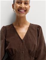 Pure Cotton Corduroy Mini Waisted Tea Dress