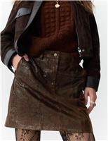 Leather Snake Print Mini Skirt