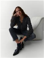 Jacquard V-Neck Cardigan with Wool