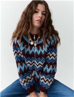 Fair Isle Knitted Bomber Cardigan