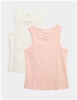 2pk Cotton Rich Pyjama Vest Tops