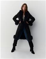 Faux Fur Trim Longline Coat