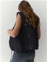 Pure Cotton Embellished Quilted Gilet