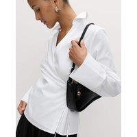 Pure Cotton V-Neck Tie Detail Wrap Shirt