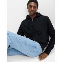 M&S Cotton Rich Zip Through Hoodie Black