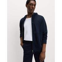 M&S Cotton Rich Zip Through Hoodie Navy