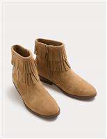 Kids Leather Western Ankle Boots (4 Small - 6 Large)