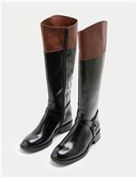 Leather Buckle Knee High Riding Boots