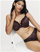 Jasmine Lace Printed Wired Plunge Bra (F+)