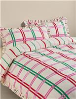 Pure Brushed Cotton Checked Ruffle Bedding Set