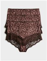 3pk Leopard Print Lace Trim Full Briefs