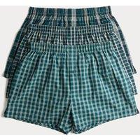 3pk Pure Cotton Checked Woven Boxers