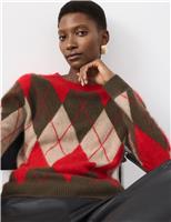 Merino Wool Rich Brushed Argyle Jumper with Cashmere