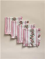 Set of 4 Cotton with Linen Striped Napkins