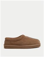 M&S Suede Faux Fur Lined Mule Clog Slippers Dark Chocolate