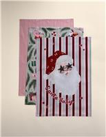 Set of 3 Pure Cotton Festive Tea Towels