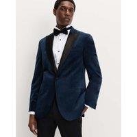 M&S Tailored Fit Velvet Tuxedo Jacket Navy