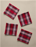 Set of 4 Cotton Rich Tartan Napkins