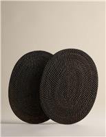 Set of 2 Rattan Oval Placemats