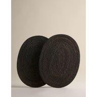 M&S Set of 2 Rattan Oval Placemats Black
