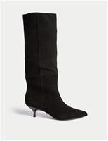 Suede Kitten Heel Pointed Knee High Boots