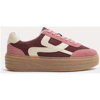M&S Suede Side Detail Platform Trainers Burgundy