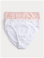 2pk Broderie High Leg Knickers