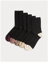 5pk Super Soft Colour Block Ankle High Socks