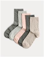 M&S 5pk Super Soft Polka Dot Ankle High Socks Grey Mix