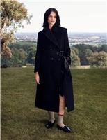 Pure Wool Belted Double Breasted Coat