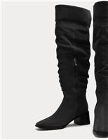 Suede Square Toe Knee High Boots
