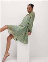 M&S Floral V-Neck Mini Relaxed Smock Dress Multi