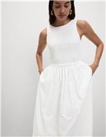 Pure Cotton Shirred Waisted Maxi Dress
