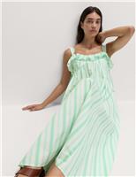 Pure Cotton Striped Midaxi Cami Dress