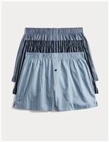 3pk Pure Cotton StayNew Striped Woven Boxers