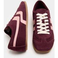 M&S Suede Side Stripe Retro Runner Trainers Burgundy