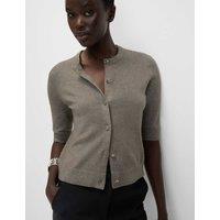 Air-Yarn Button Front Short Sleeve Cropped Cardigan