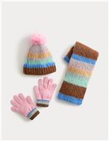 Kids Stripe Hat, Scarf and Gloves Set (3-13 Yrs)