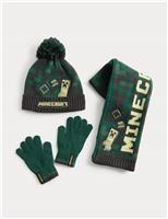Kids Minecraft Hat, Scarf & Mittens Set (3-13 Yrs)