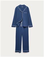 Cotton Modal Blend Piped Pyjamas (3-16 Yrs)