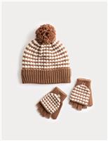 Kids Checked Pom Hat and Flip Top Set (3-13 Yrs)