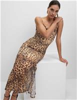 Floral Mesh Strappy Midi Bodycon Dress