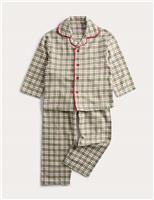 Pure Cotton Christmas Checked Revere Pyjamas (1-10 Yrs)