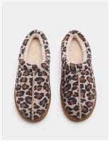 Suede Leopard Print Clog Slippers